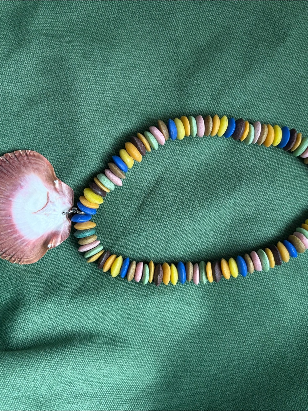 Multicolor Bead Necklace with Natural Shell Pendant-JULIETTA - Picture 5 of 7